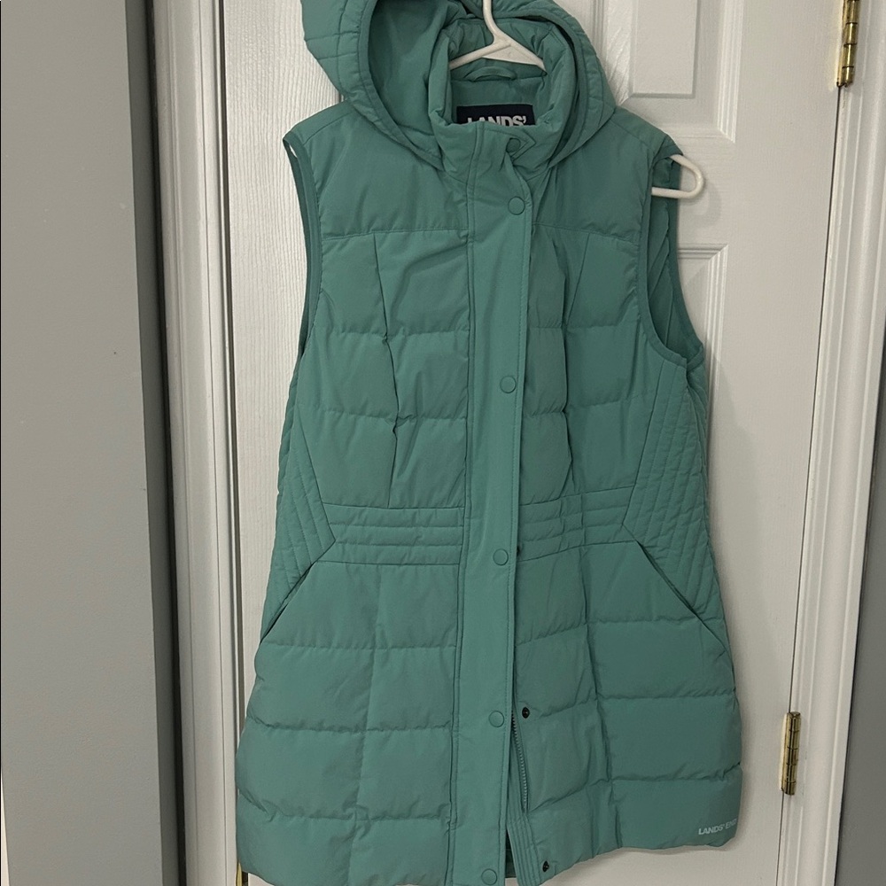 Lands' End Women's Teal Quilted Vest